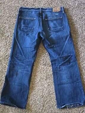 Old Navy Dark Blue Men's Distressed Bootcut Jeans 34x30